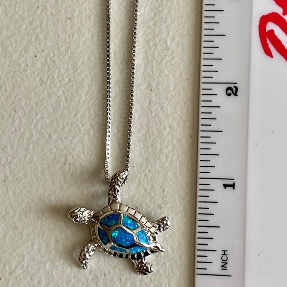 Sea Turtle Blue Opal Necklace - Picture 3 of 4